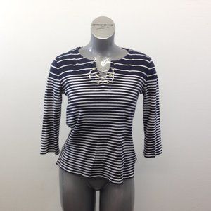 Jones New York Signature Tie V Neck Top